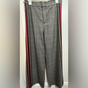 Gray Plaid Pants with Multicolor Stripes